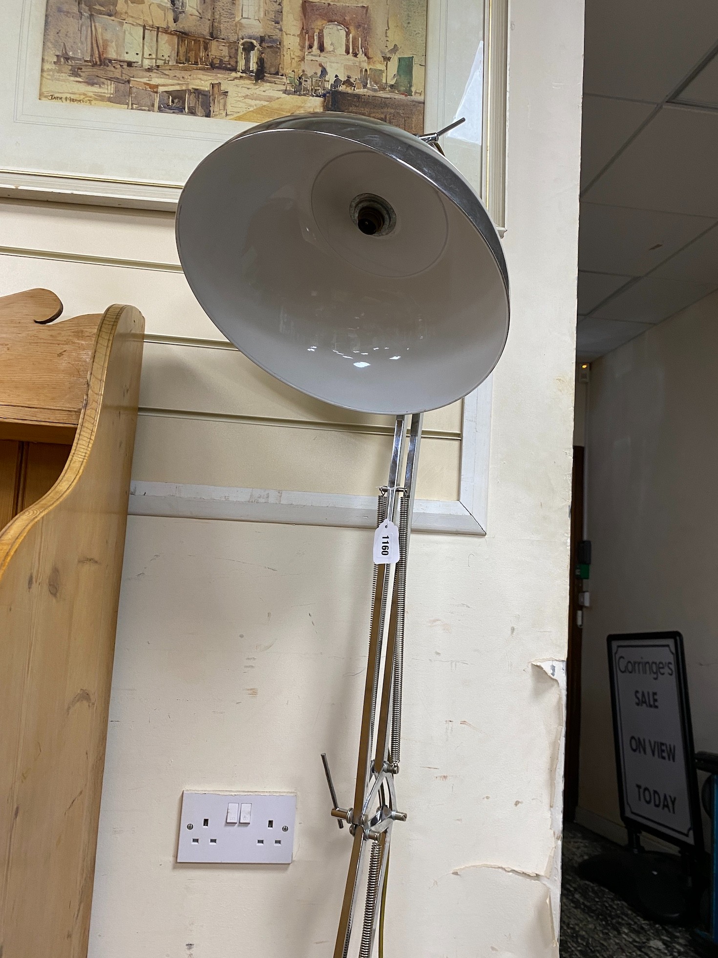 A large chrome plated anglepoise standard lamp, height 180cm